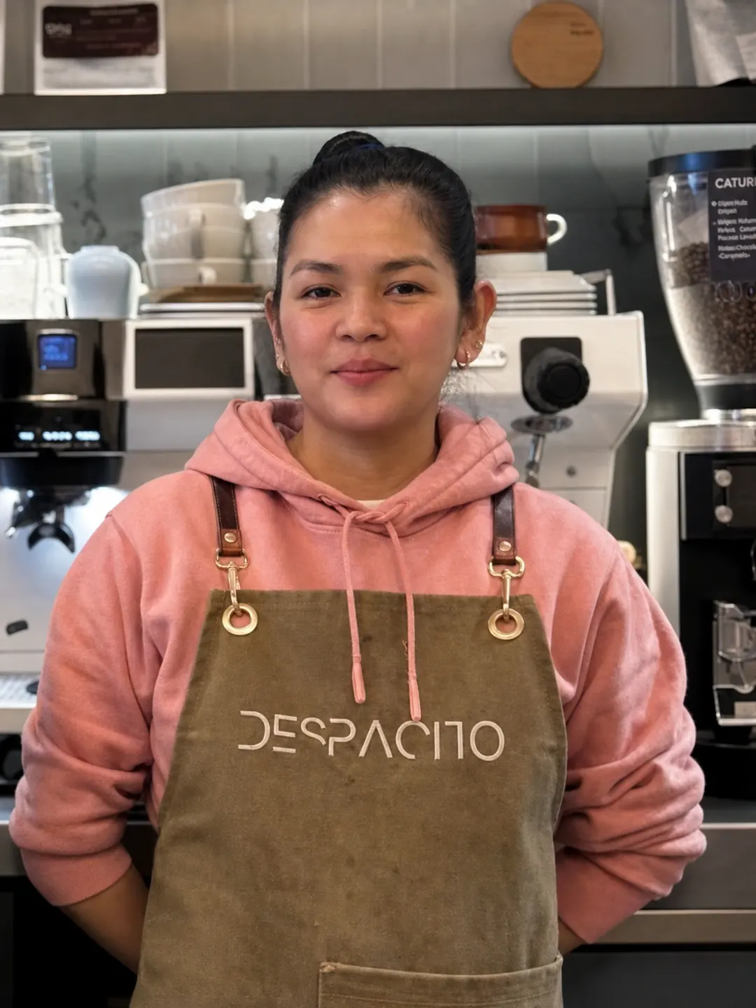 Despacito team member in the coffee shop